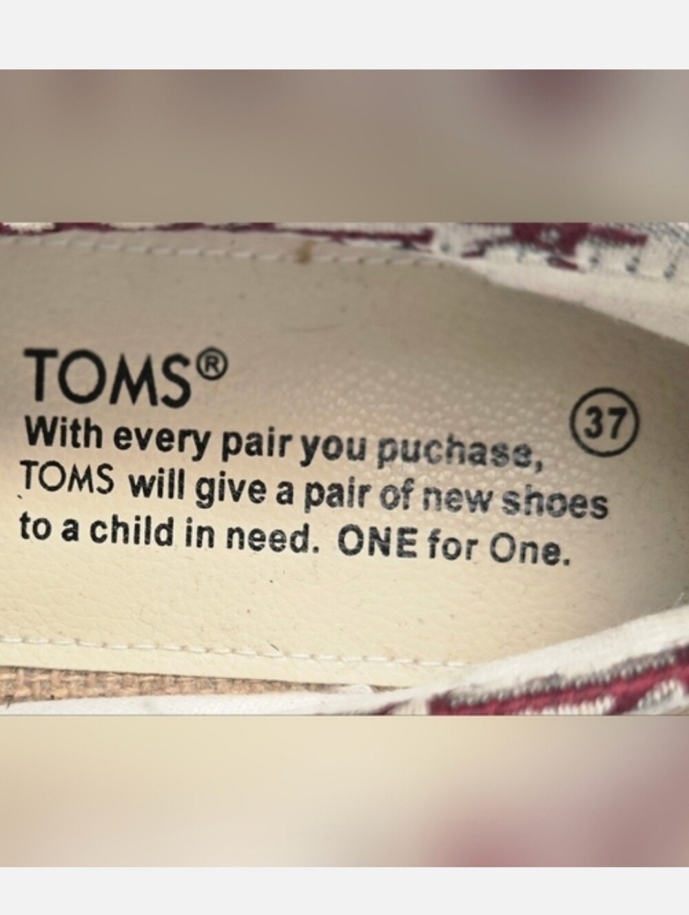 Toms Cream and Burgundy Espadrille Slip-On Shoes - Picture 8 of 10